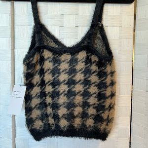 NWT Fuzzy Black and Brown Crop Top